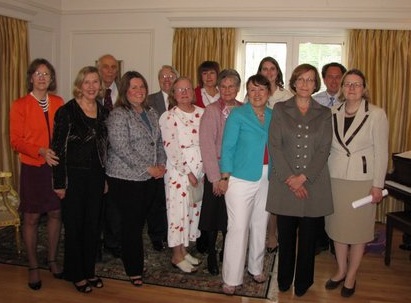 Finn Spark's out-going and new Board Members with Ambassador Ritva Koukku-Ronde.