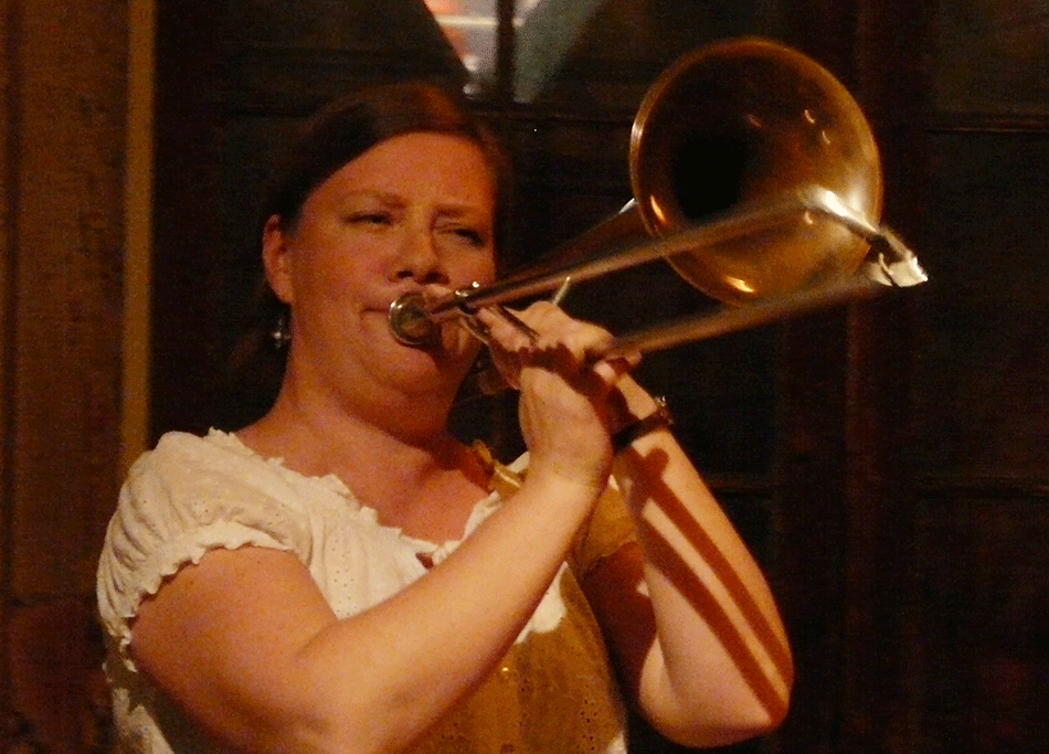 Katja Toivola with her trombone.